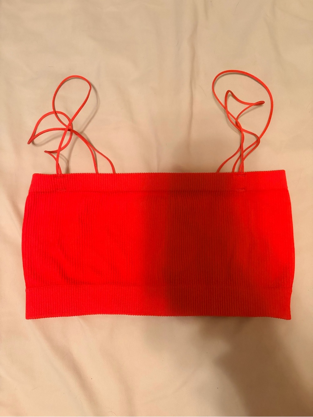 Sunday Best - Red Ribbed Spaghetti-Strap Crop Top